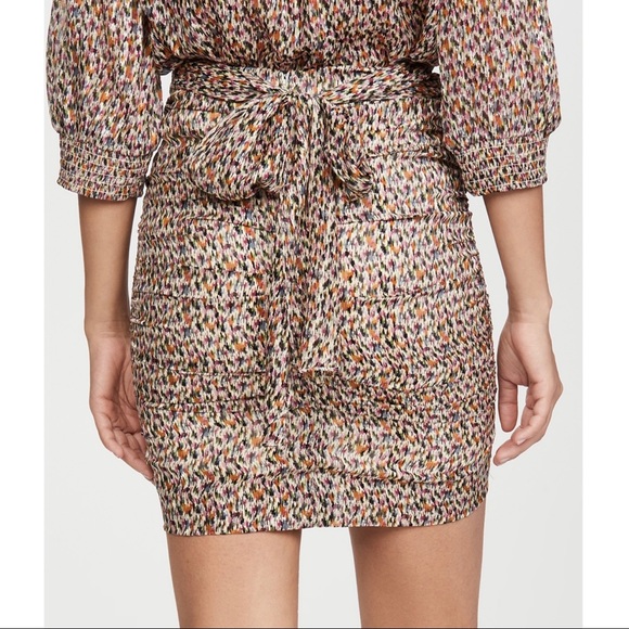 NEW BA&SH RUCHED METALLIC PRINT CHIFFON MINI SKIRT - Picture 6 of 10